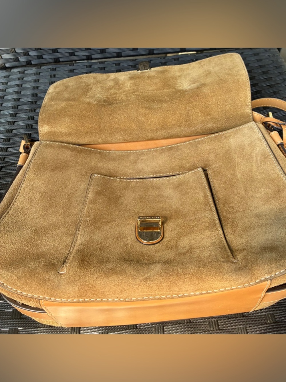 Michael Kors Suede Satchel with Tan Leather Trim - Picture 14 of 16